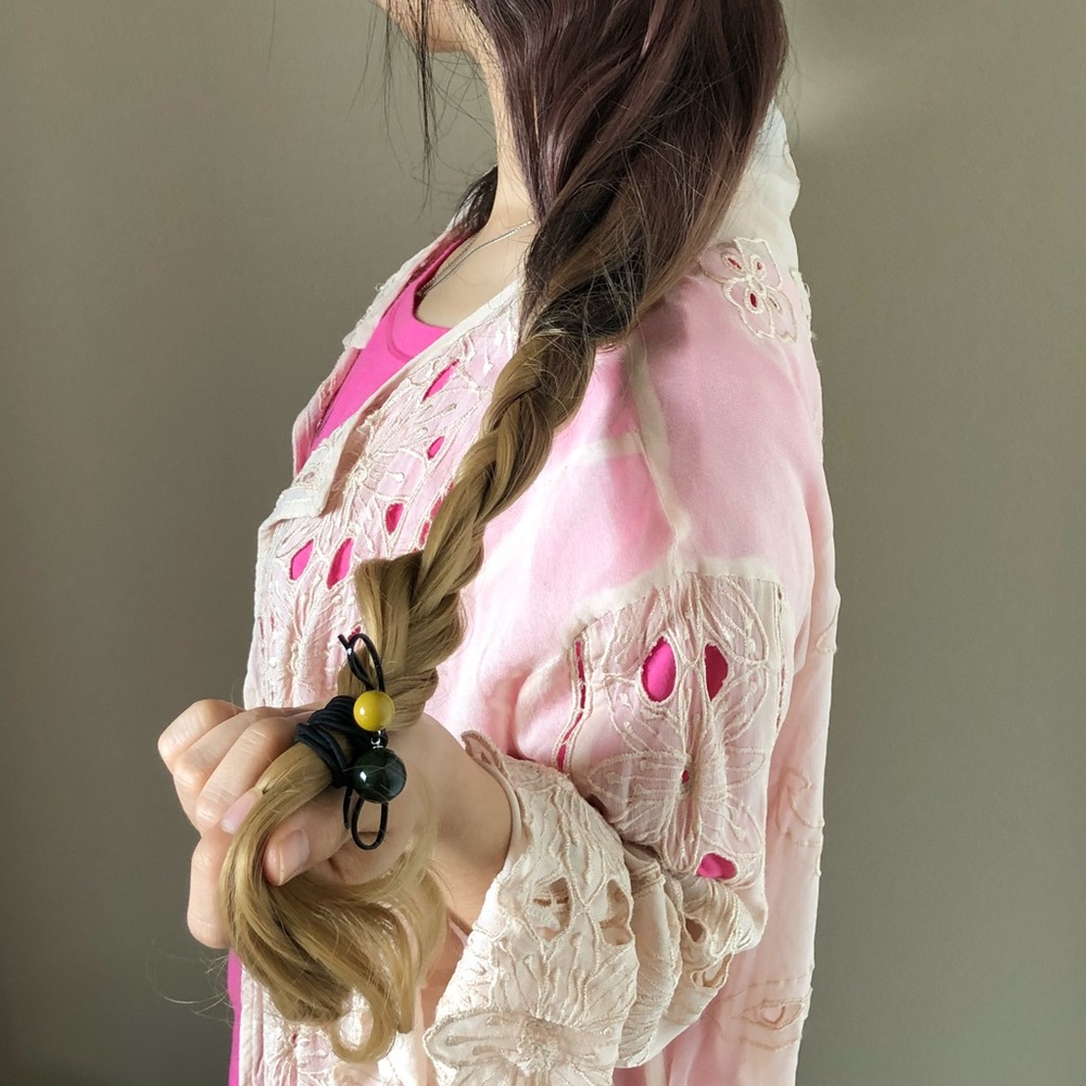 Clip in hair extensions 7pcs ombre synthetic fiber - Picture 3 of 8